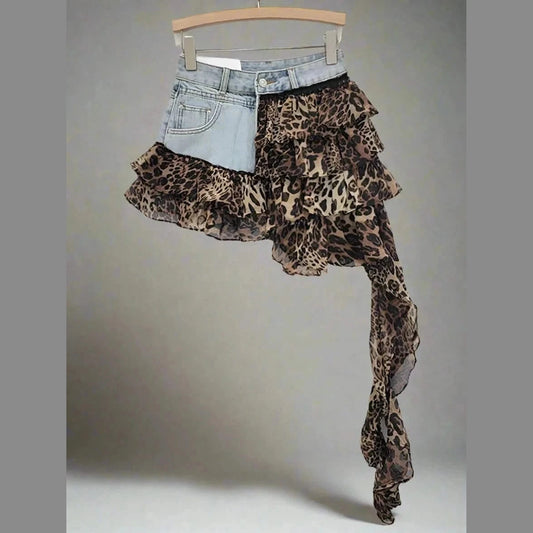Leopard Print Denim Skort 2