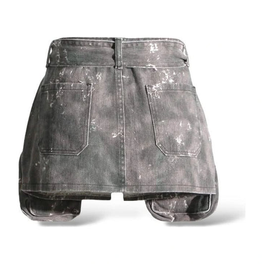 Black Splattered Denim Skirt 2