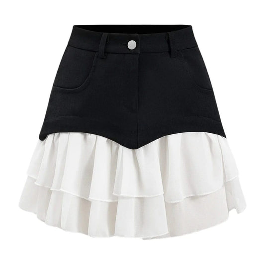 Y2K Ruffle A-Line Denim Skirt - detail shot