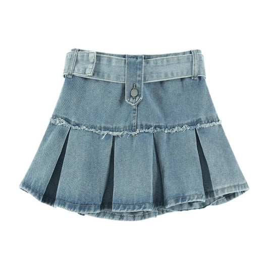 Denim Pleated Mini Skirt 2