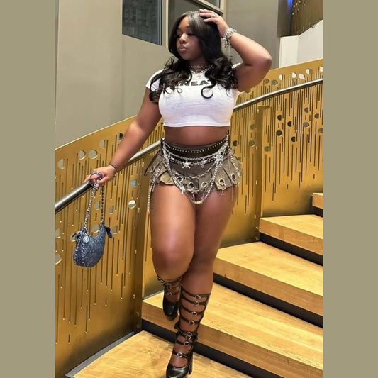 Y2k Mini Skirt with Silver Chains 2