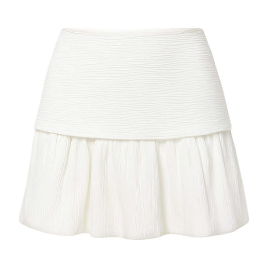 White High Waist Pleated Skirt - Trendy Mini