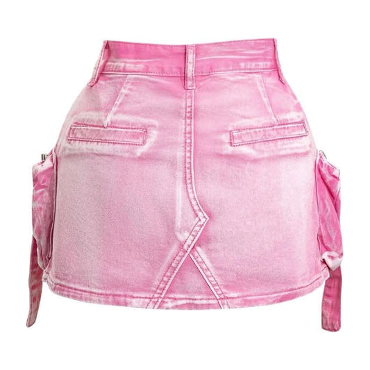 Pink Denim mini skirt 2