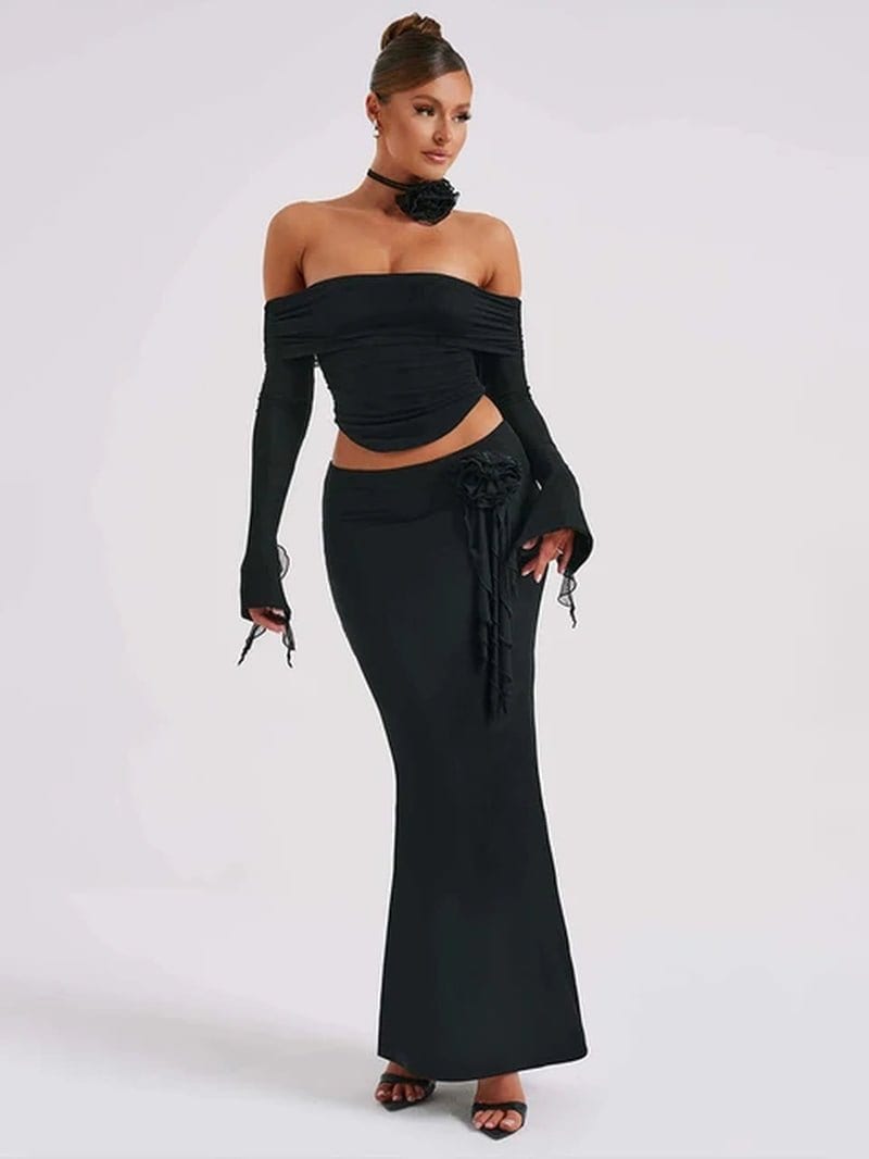 2 Piece Off Shoulder Maxi Dress