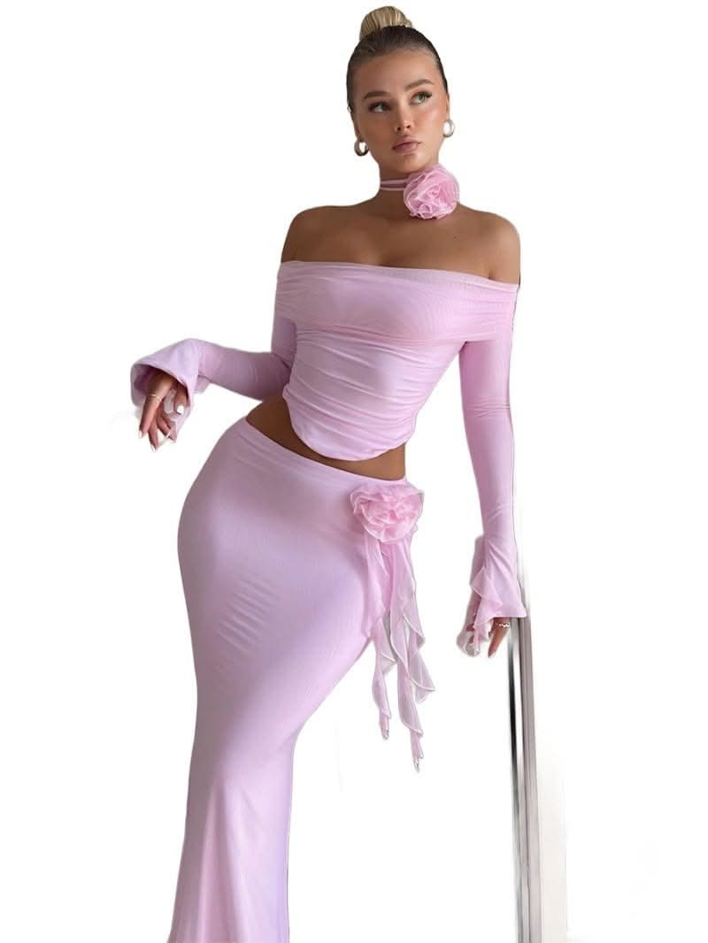 2 Piece Off Shoulder Maxi Set - Dresses 2 Piece Off Shoulder Maxi Set - Dresses