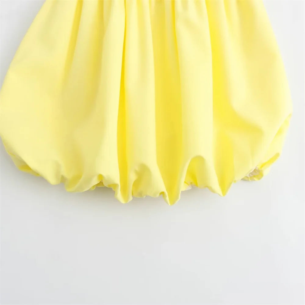 Yellow Summer Spliced Mini Dress