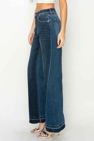 Close-up side details of High-Rise Relaxed Wide-Leg Jeans