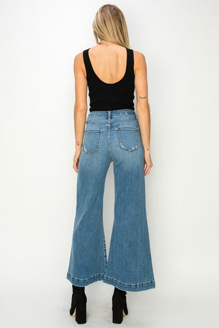 Back details of High-Rise Crop Palazzo Jeans