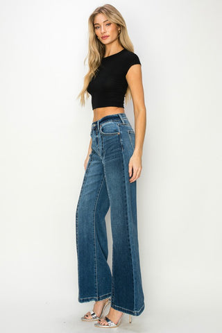 Side details of High-Rise Relaxed Flare Jeans