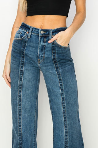 Fabric details of High-Rise Relaxed Flare Jeans