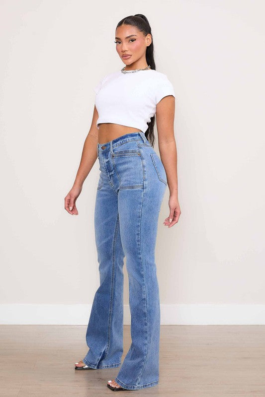Square Pocket Bootcut Jeans