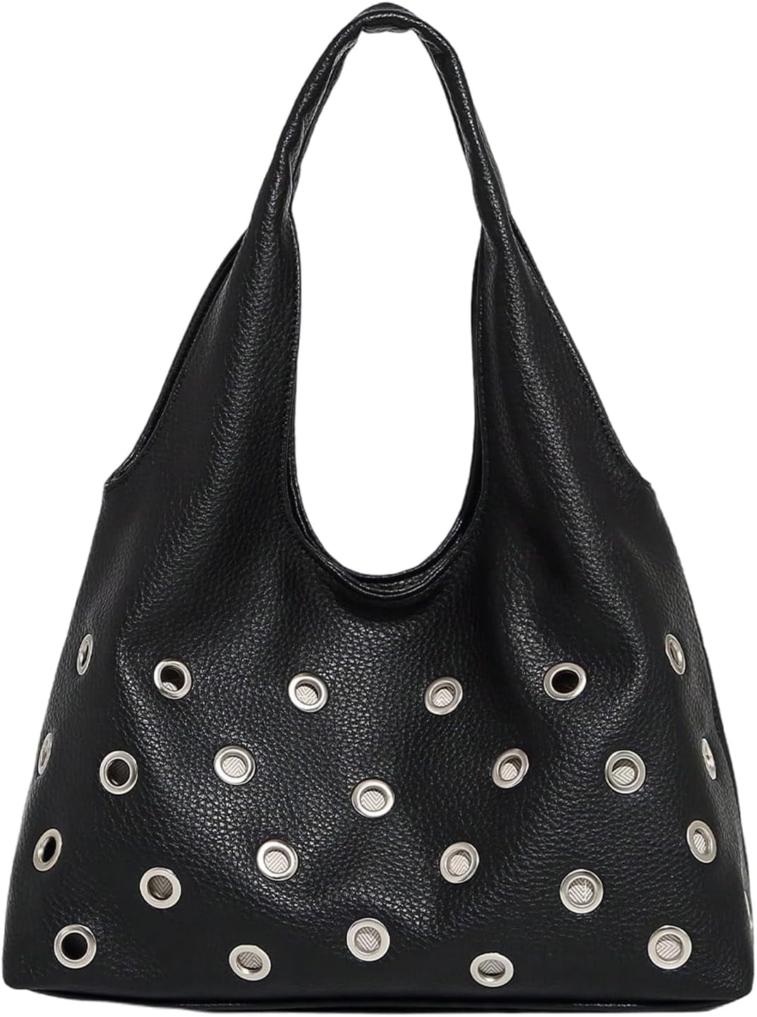 Women'S Rivet Leather Hobo Bag Y2K Double Handle Medium Shoulder Bags Punk Handbags