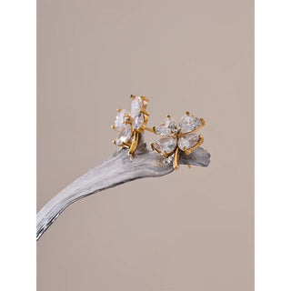 Cubic Zirconia Flower Stud Earrings 
