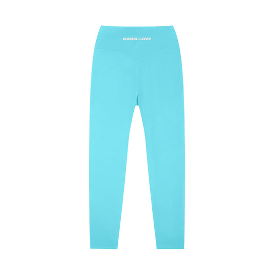 High-Waisted Yoga Leggings — colorful blue back
