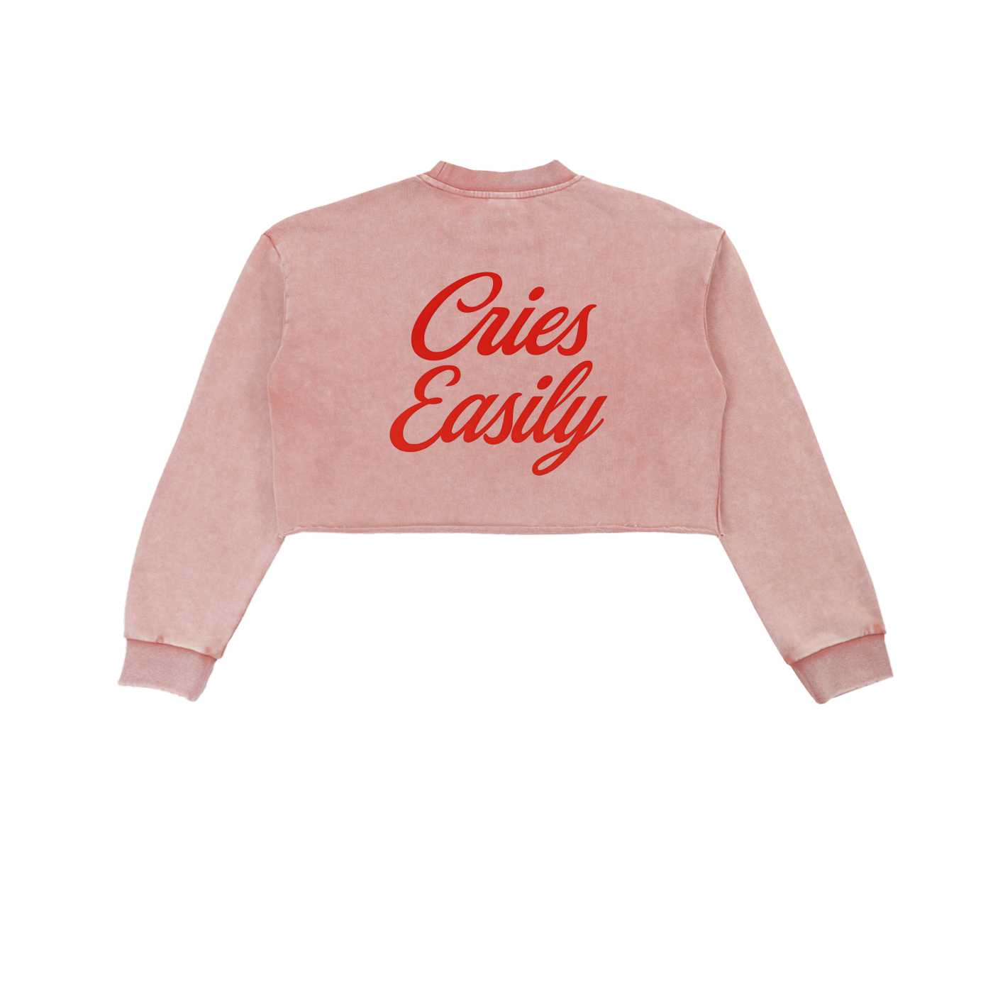 Cries Easily Washed Raw Edge Cropped Sweatshirt