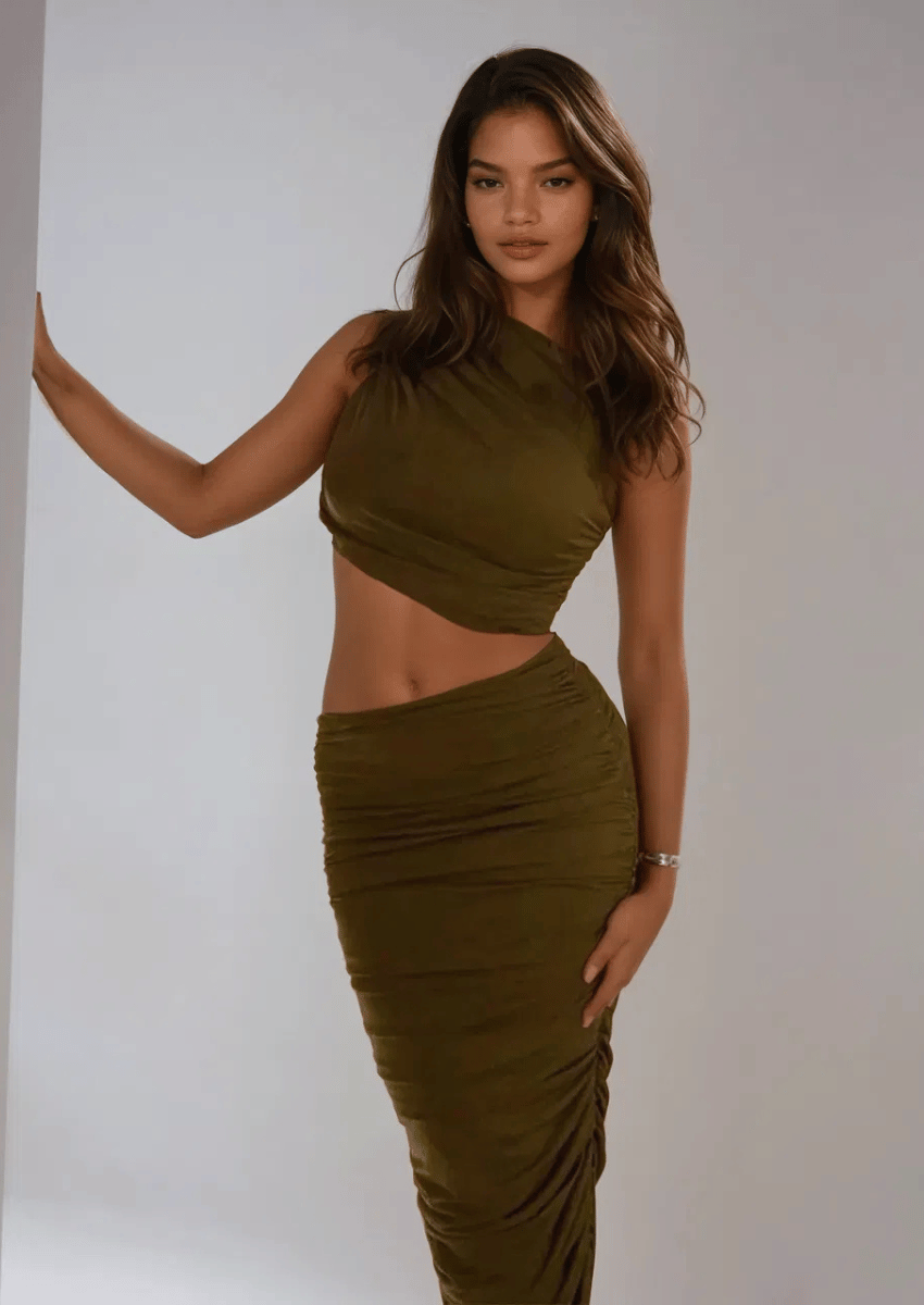 Green One-Shoulder Maxi Dress
