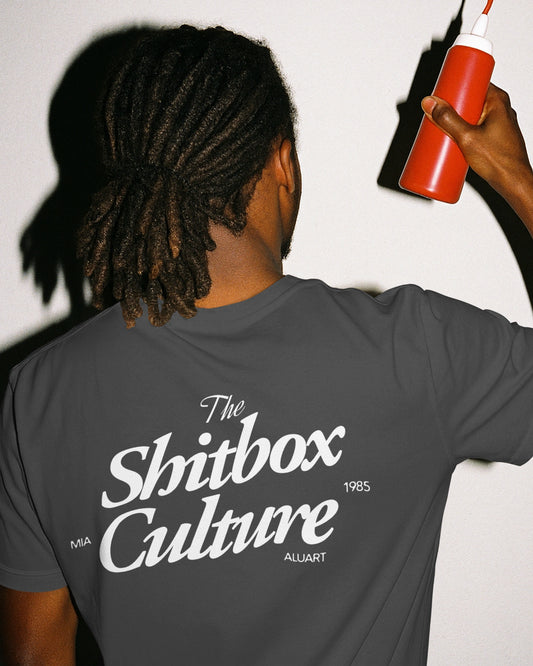 The Shitbox Culture Oversized Tee – Acid Wash Pepper - lifestyle photo