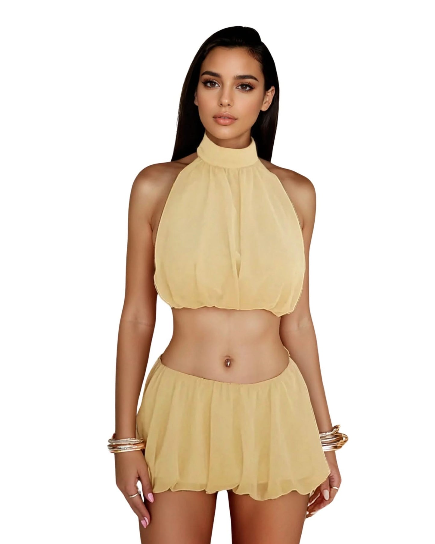 Summer Halter Top & Skirt Set
