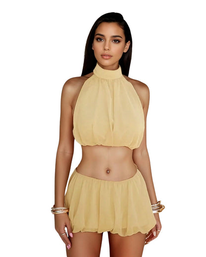 Summer Halter Top & Skirt Set