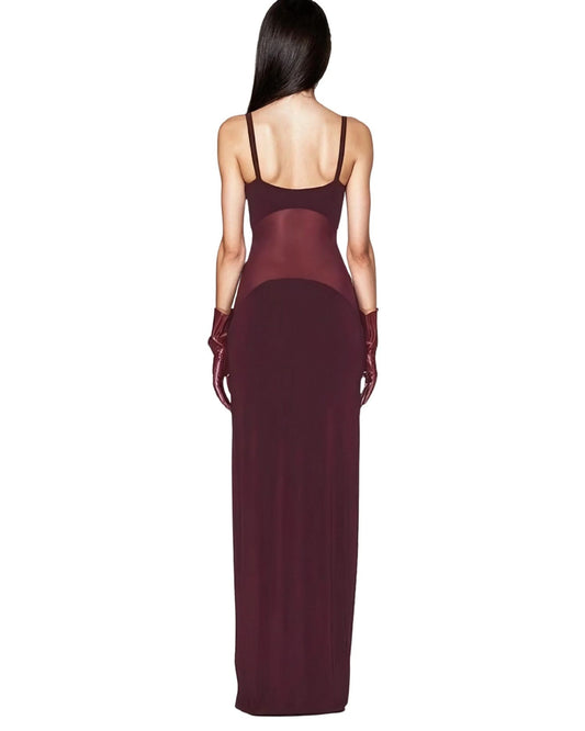 Mesh Patchwork Maxi Dress - Y2K Sexy Midnight Party