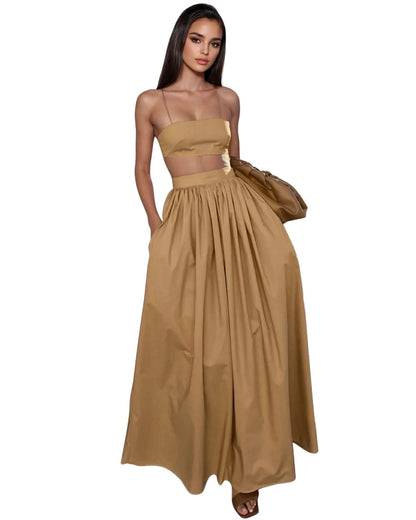 Summer Beach Style Cotton Skirt Set