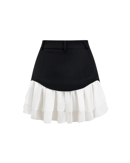 Y2K Ruffle A-Line Denim Skirt