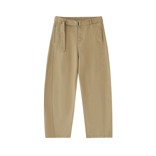 Casual Street Style Navy Belted Barrel-leg Chinos - additional view 5