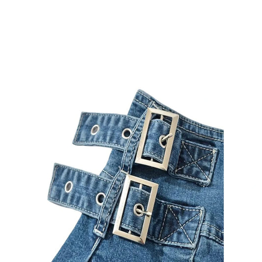 Pleated Denim Mini Skirt 3