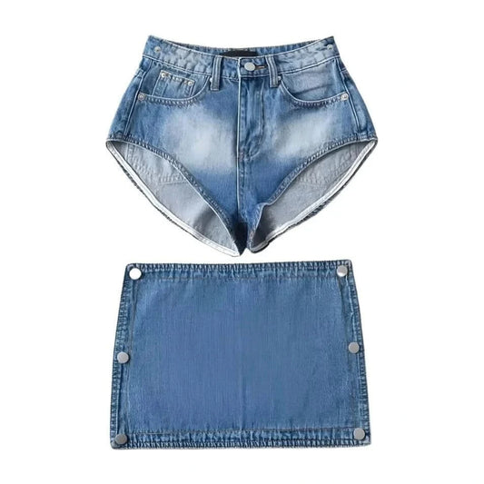 Denim Button Mini Skirt 3