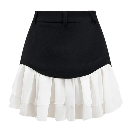 Y2K Ruffle A-Line Denim Skirt - lifestyle photo
