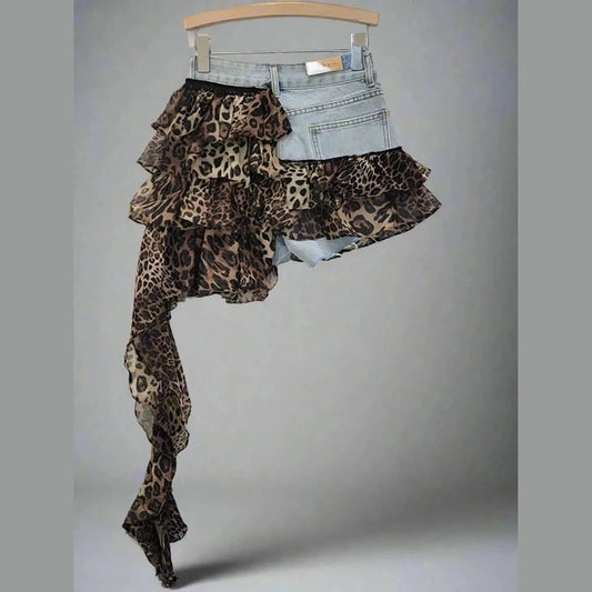 Leopard Print Denim Skort 3