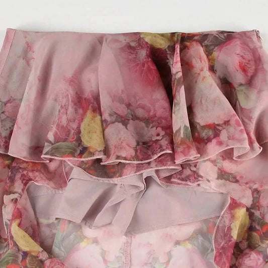 Flowers Print Layered Ruffles 3