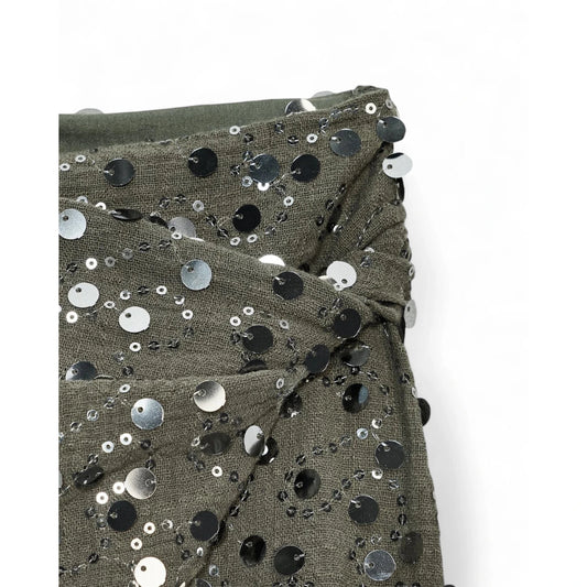 Grey Sequin Mini Skirt - Party Club Sparkle Skirt Women - lifestyle photo