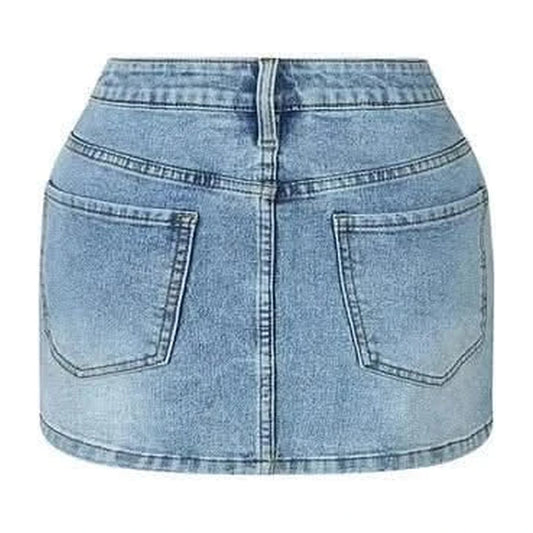 Cross Denim Mini Skirt 3