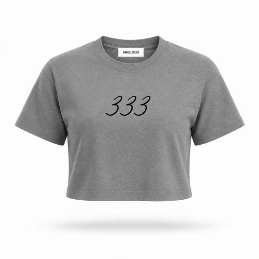 333 Angel Crop Top medium gray front ghost style image