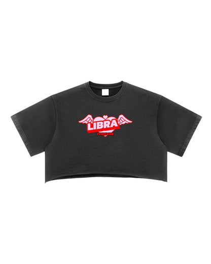 Libra Washed Raw Edge Crop Top - Casual Chic Style"