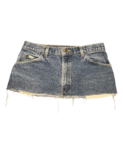 Digital Blue Denim Mini Skirt - Gothic Streetwear Chic