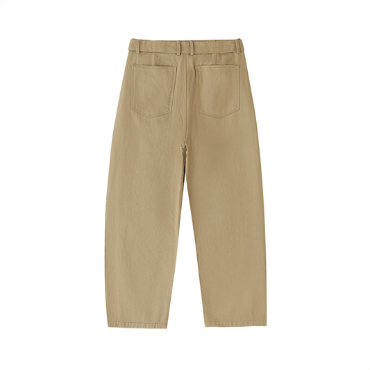 Casual Street Style Navy Belted Barrel-leg Chinos - additional view 6