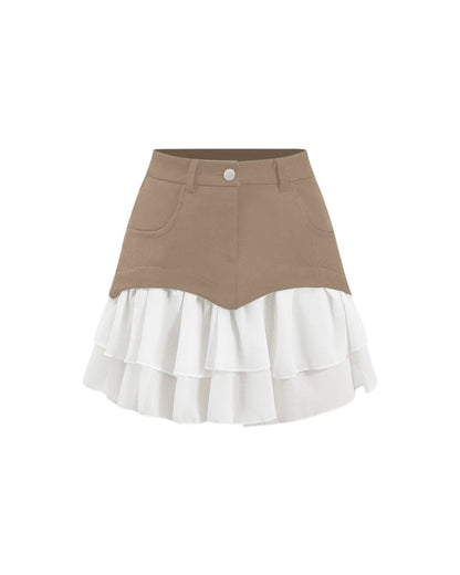 Y2K Ruffle A-Line Denim Skirt