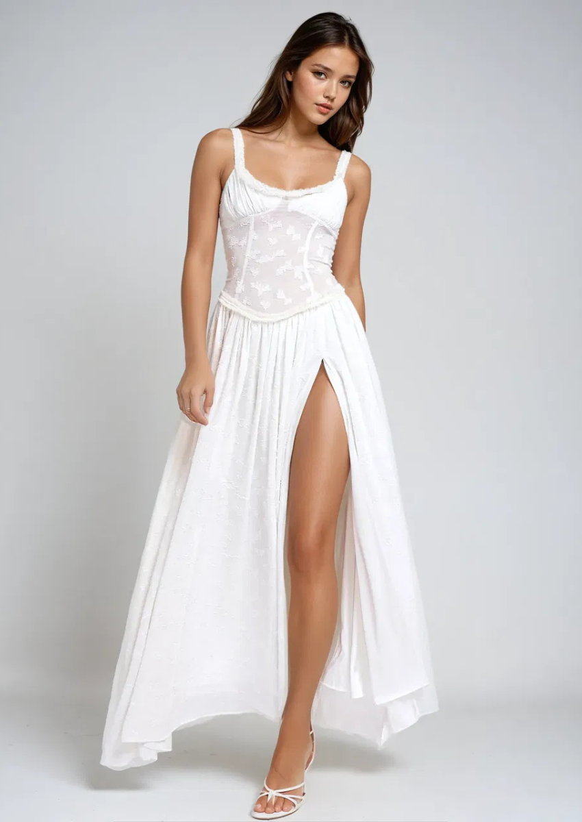 White A-Line Maxi Dress