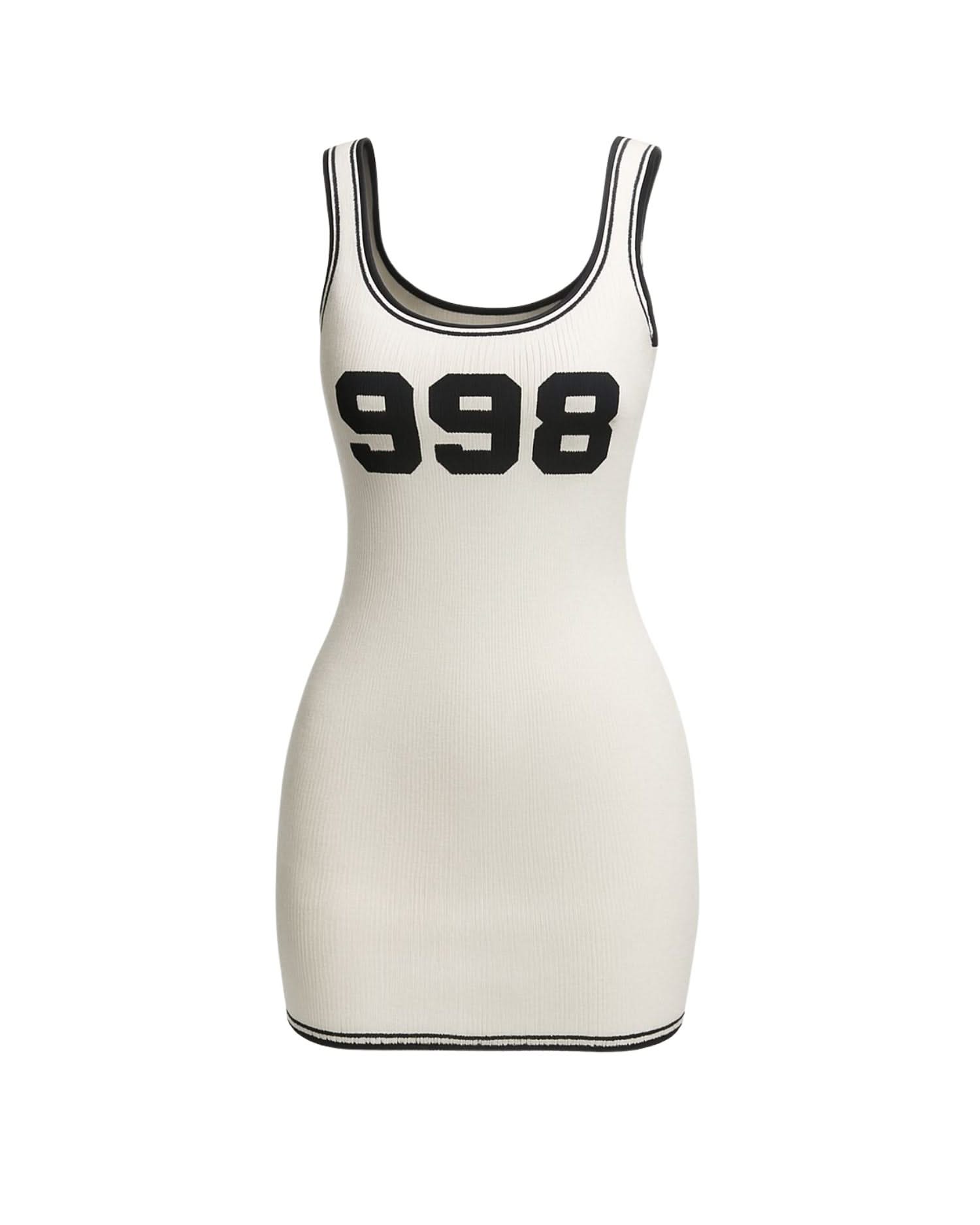 Sporty Number Print Tank Dress | Mabel Love Co White / L Sporty Number Print Tank Dress | Mabel Love Co White / L