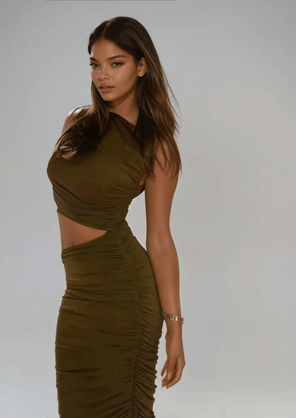 Green One-Shoulder Maxi Dress