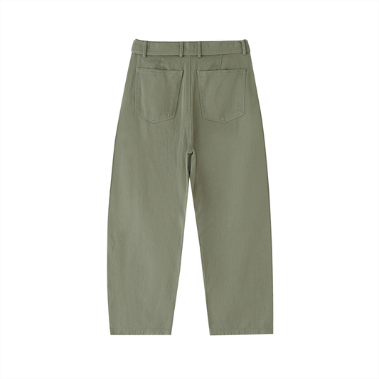 Casual Street Style Navy Belted Barrel-leg Chinos - additional view 8