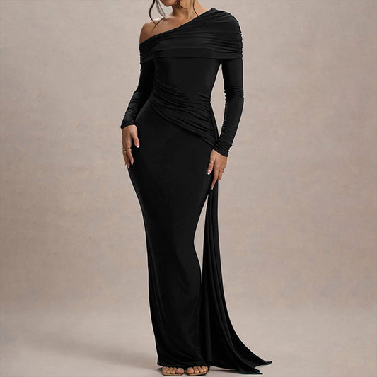 Ribbon One-Shoulder Gown