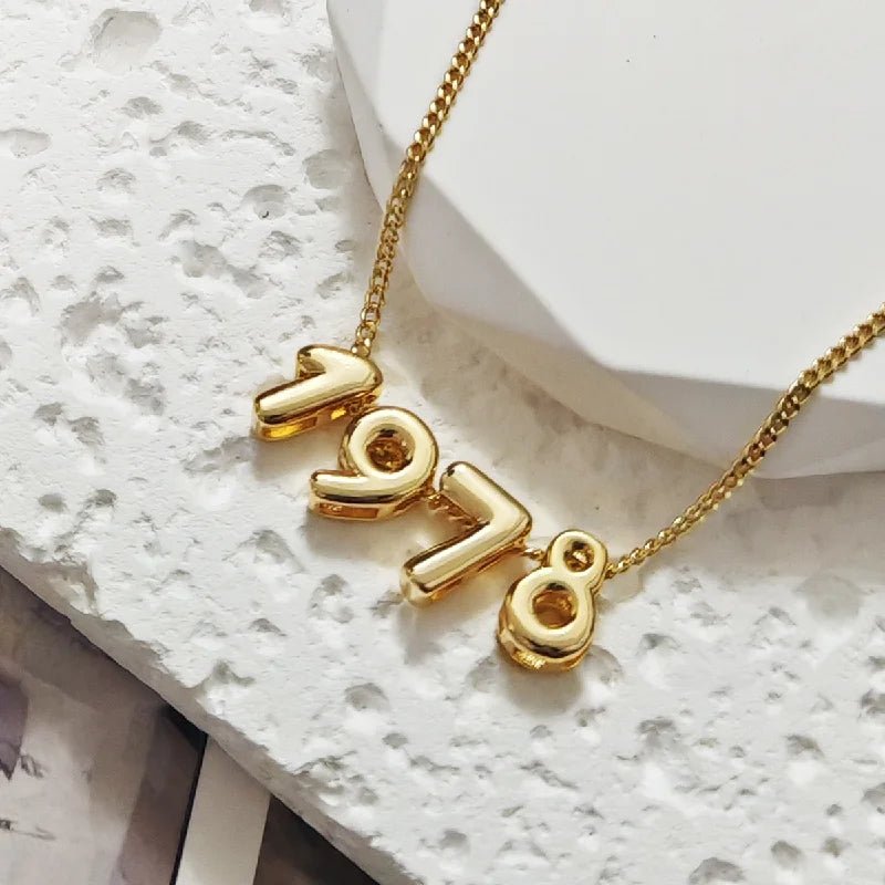 3D Bubble Number Necklace