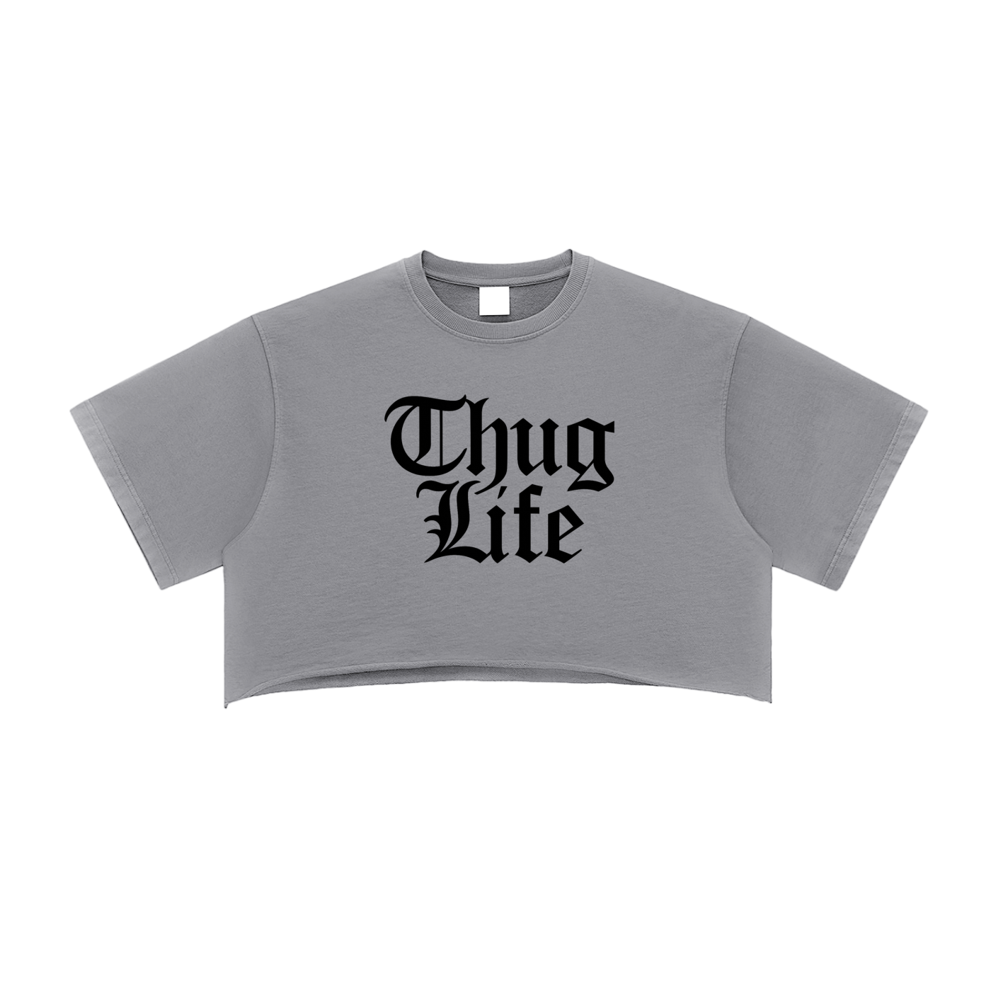 thug life Washed Raw Edge Crop Top