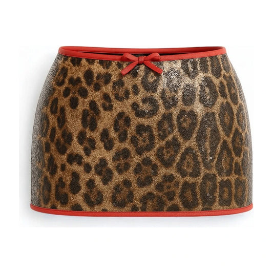 Sequin Leopard Mini Skirt - Wild Night Out - model wearing new