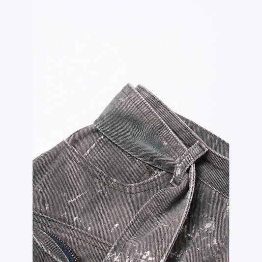 Black Splattered Denim Skirt 4