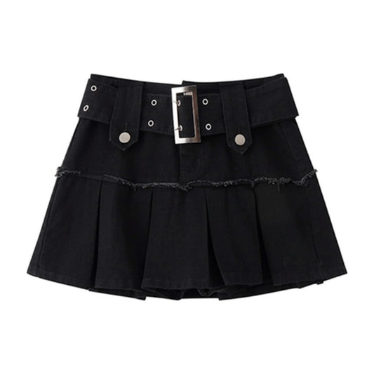 Denim Pleated Mini Skirt 4