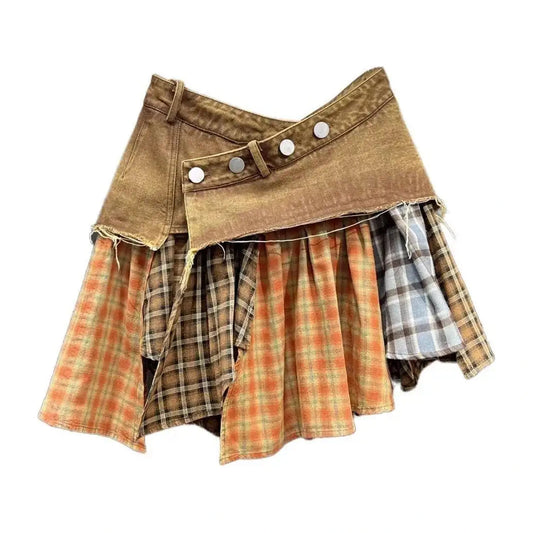 "Nova Plaid Denim A-line Mini Skirt" — image 4